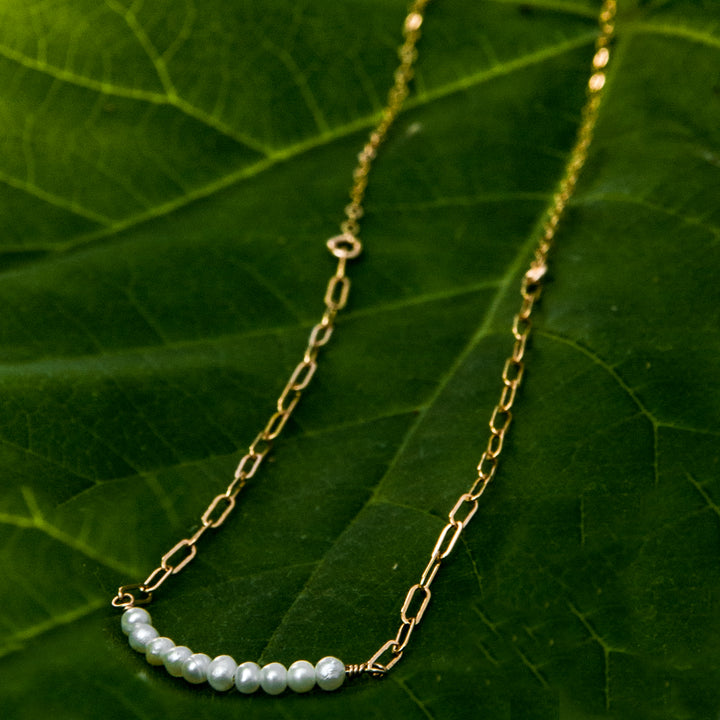 baby pearl bar duo-chain necklace - valentshop.com