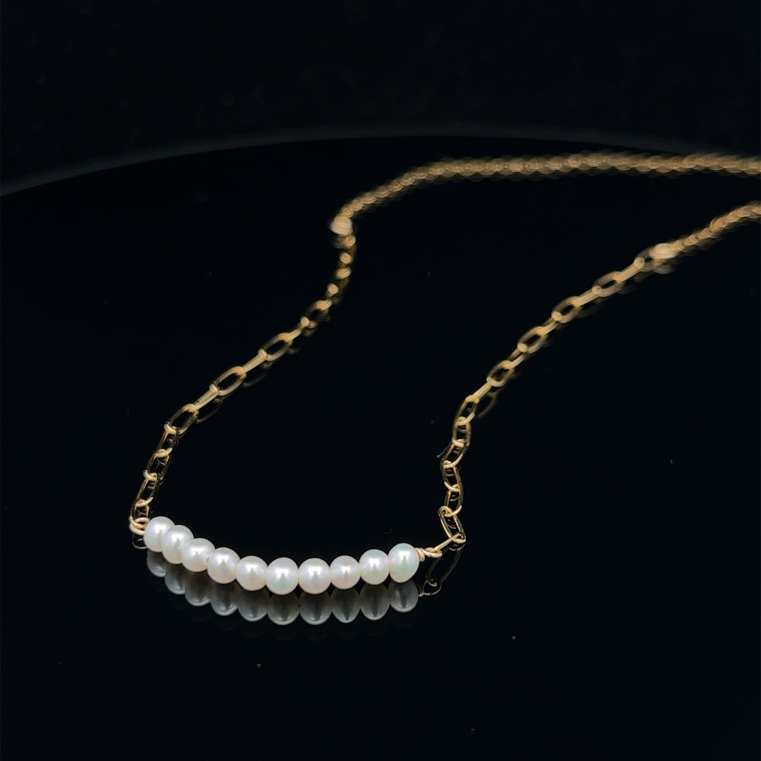 baby pearl bar duo-chain necklace - valentshop.com