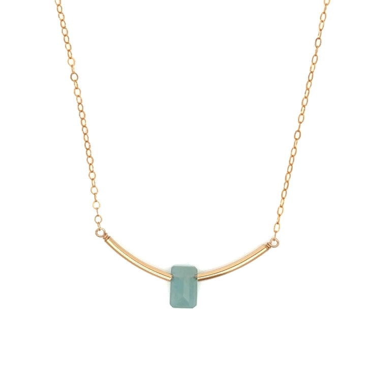aquamarine baguette gold bar necklace - valentshop.com