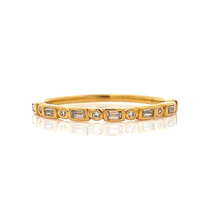 baguette & round bezel-set diamond band - Valentshop Jewelry
