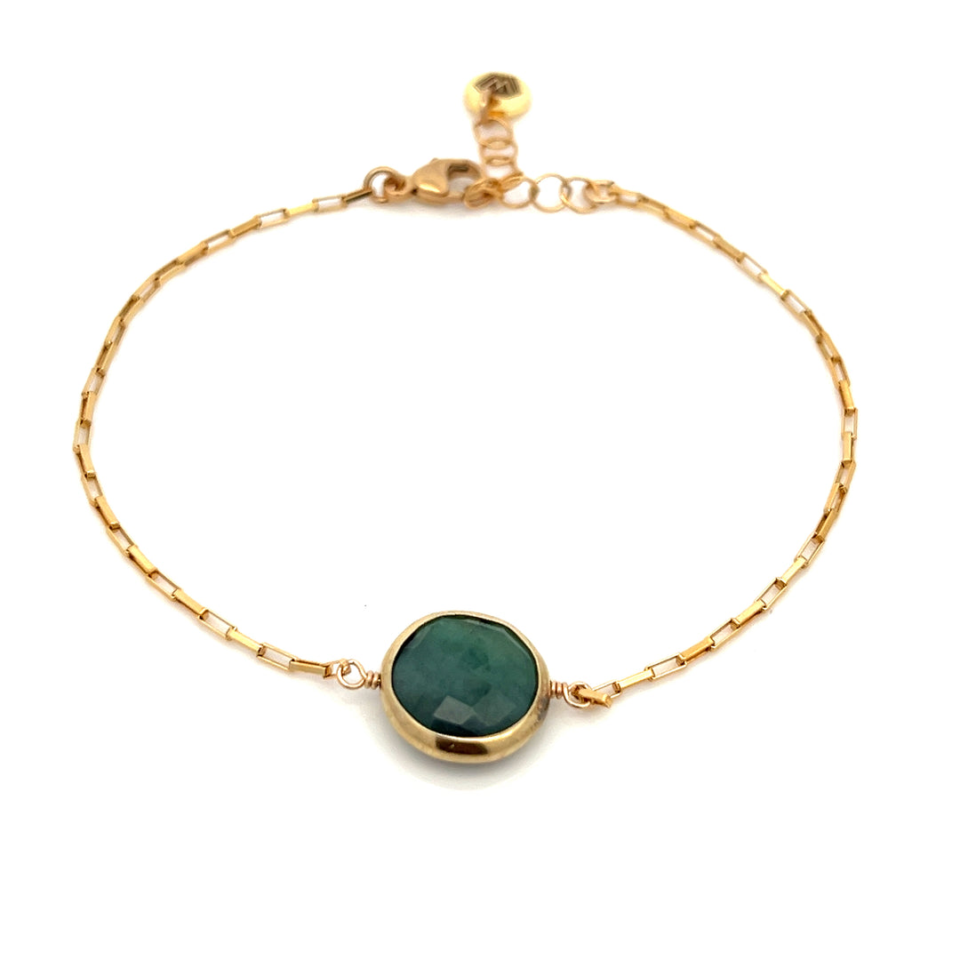 golden bezel-set emerald bracelet - Valentshop Jewelry