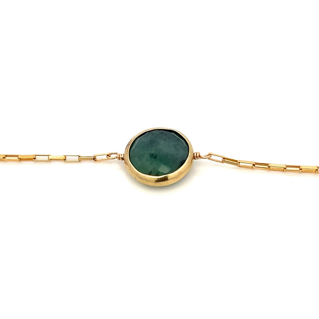 golden bezel-set emerald bracelet - Valentshop Jewelry
