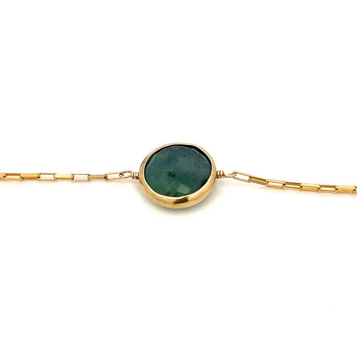 golden bezel-set emerald bracelet - Valentshop Jewelry
