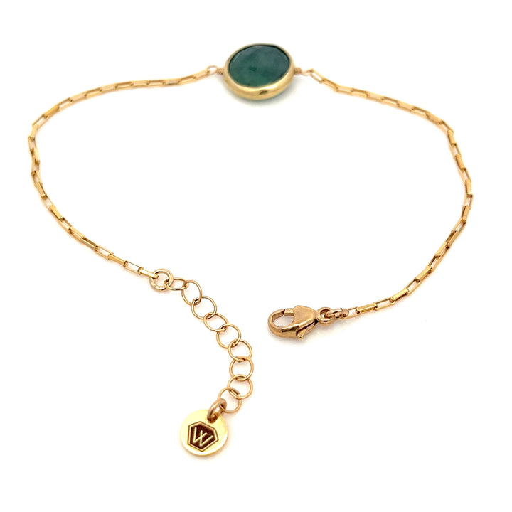golden bezel-set emerald bracelet - Valentshop Jewelry