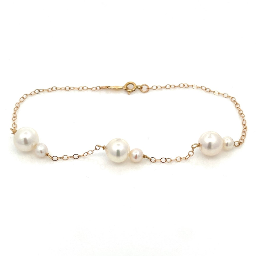 van luna - akoya pearl duet three-station bracelet - valentshop.com