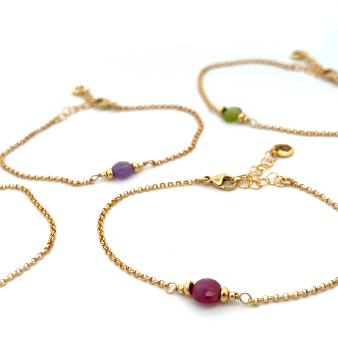 faceted birthstone coin charm bracelet - valentshop.com