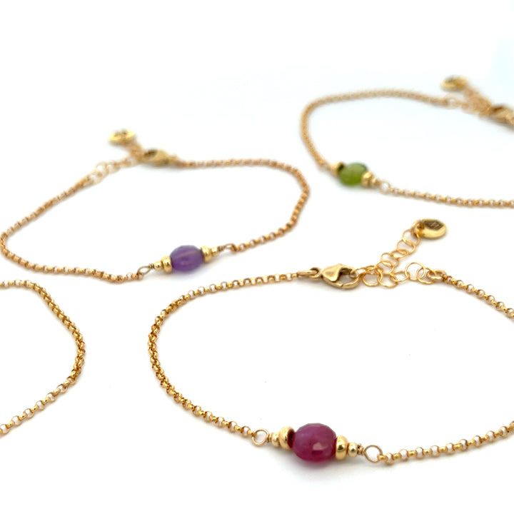 faceted birthstone coin charm bracelet - valentshop.com