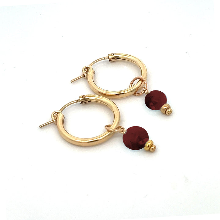 faceted birthstone coin charm - hoop earrings - valentshop.com