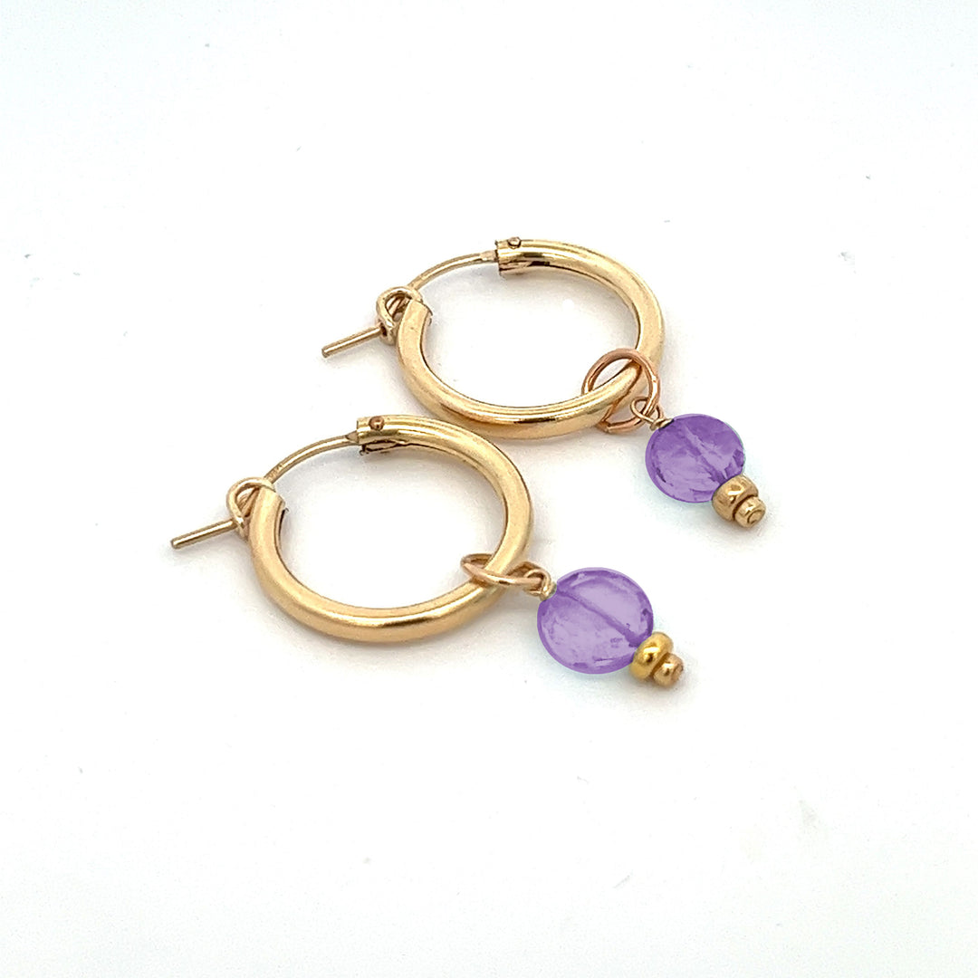 faceted birthstone coin charm - hoop earrings - valentshop.com
