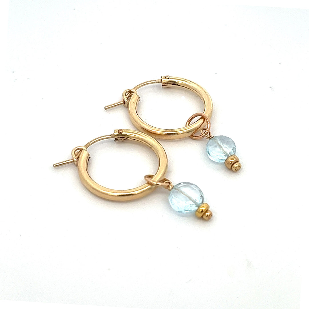 faceted birthstone coin charm - hoop earrings - valentshop.com