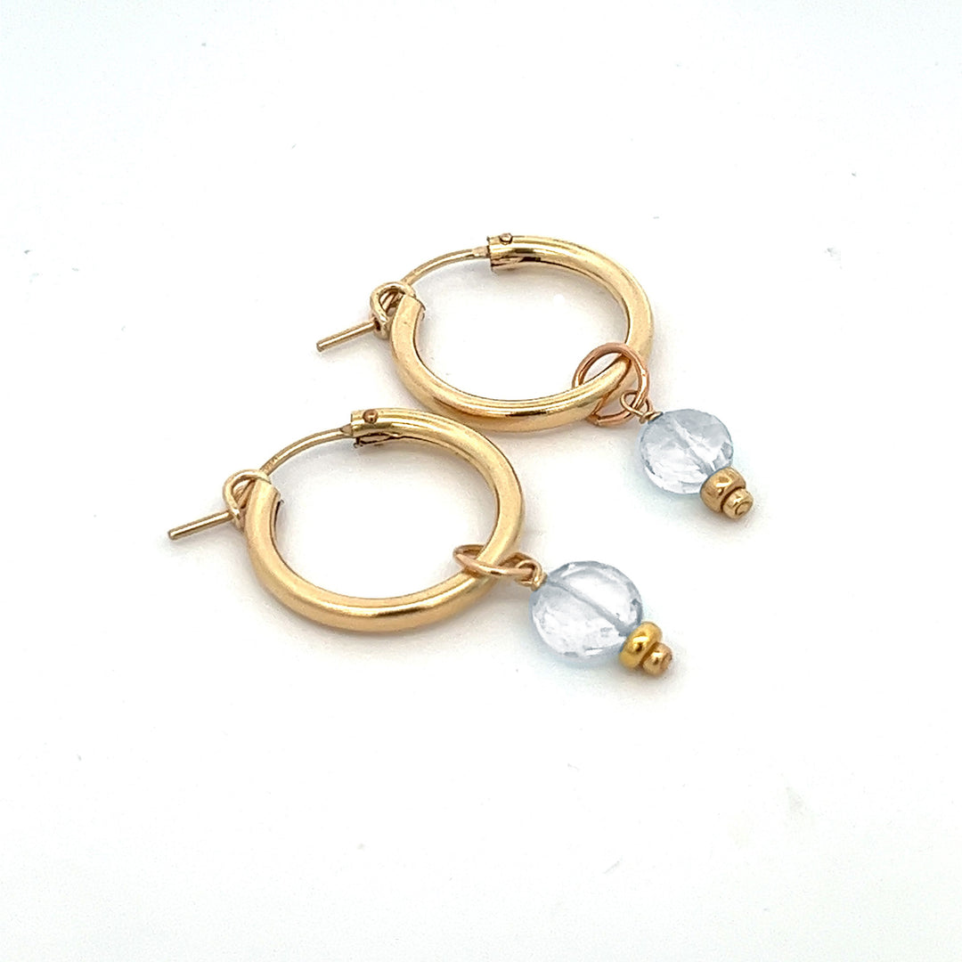 faceted birthstone coin charm - hoop earrings - valentshop.com