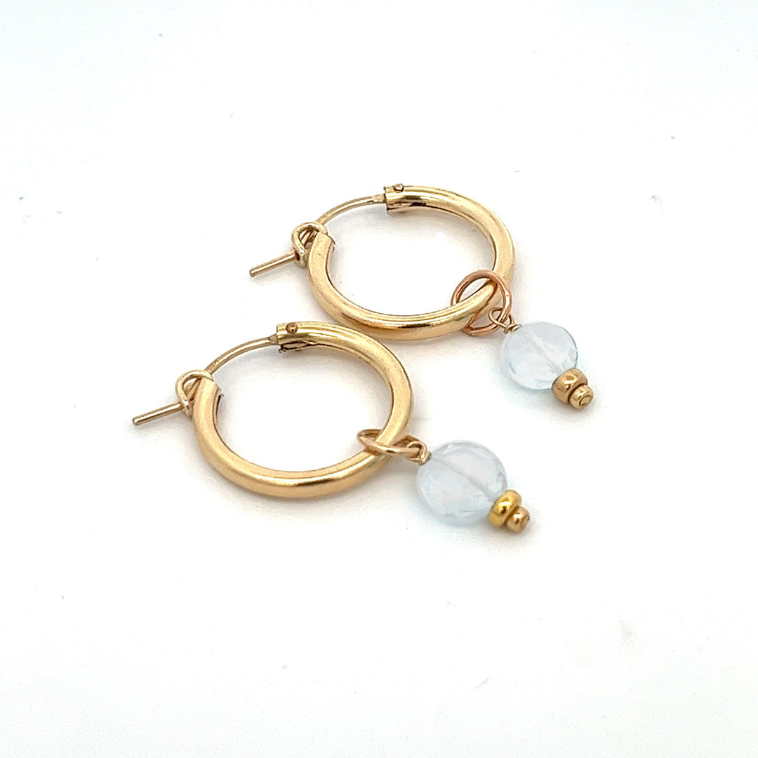 faceted birthstone coin charm - hoop earrings - valentshop.com