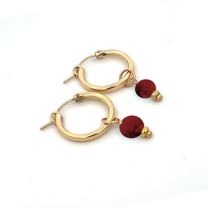faceted birthstone coin charm - hoop earrings - valentshop.com