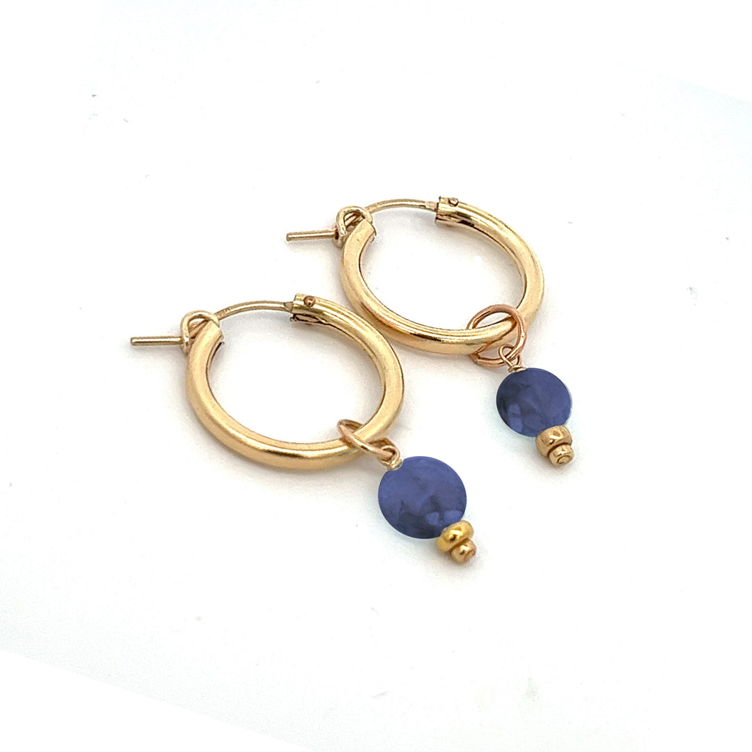 faceted birthstone coin charm - hoop earrings - valentshop.com