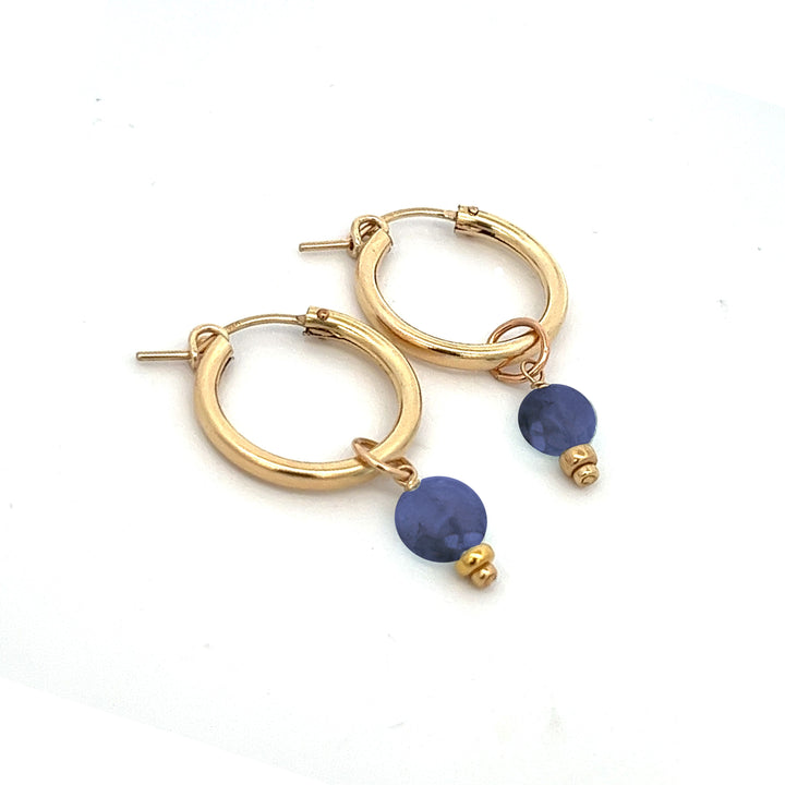 faceted birthstone coin charm - hoop earrings - valentshop.com