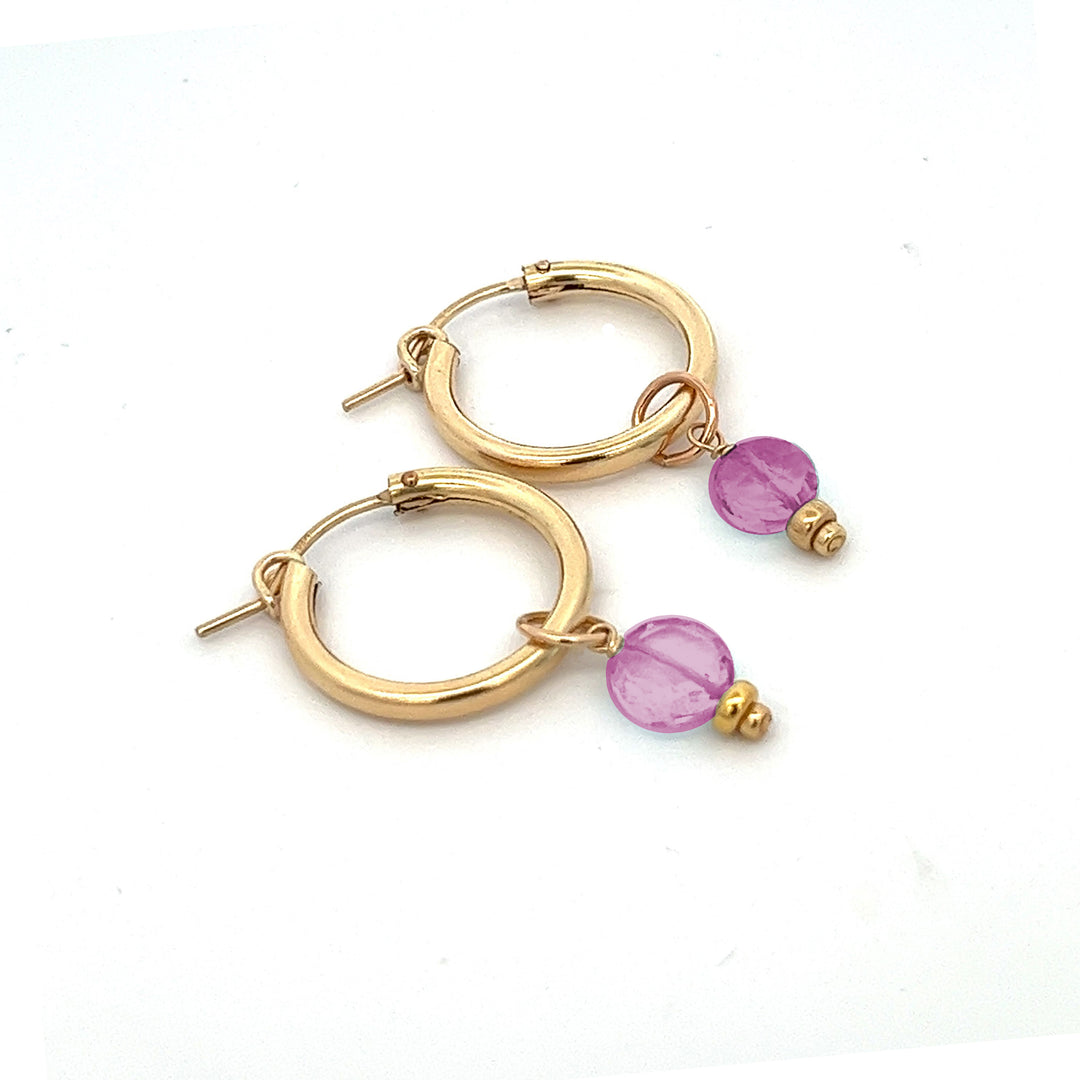 faceted birthstone coin charm - hoop earrings - valentshop.com