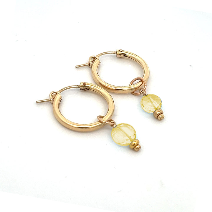 faceted birthstone coin charm - hoop earrings - valentshop.com