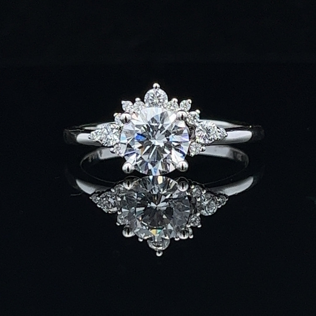 1 1/8 ctw floral halo diamond engagement ring - valentshop.com