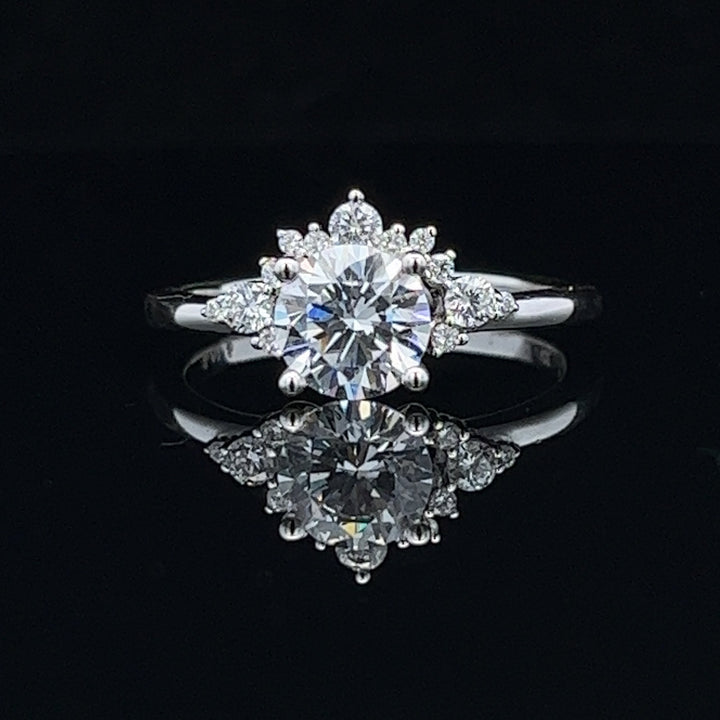 1 1/8 ctw floral halo diamond engagement ring - valentshop.com