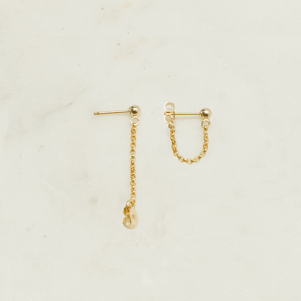 "front-to-back" chain earrings - round link - valentshop.com