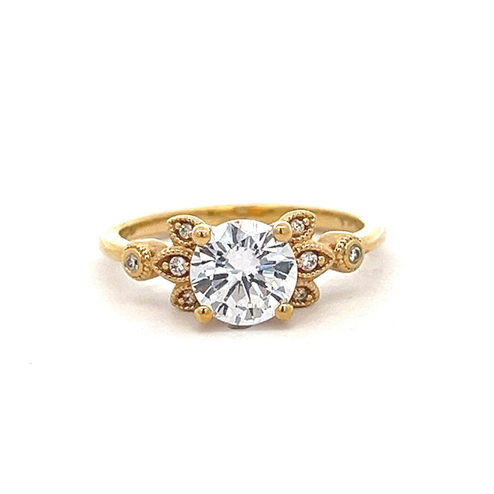 1 ctw diamond engagement ring with floral diamond accents - valentshop.com