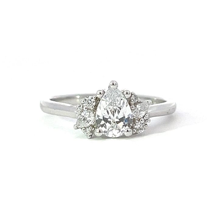 1 5/8 ctw pear diamond engagement ring with diamond accents - valentshop.com