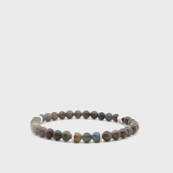 P-76 Mens Natural Sapphire Beaded Bracelet - 1/4 inch width