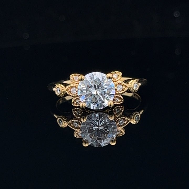 1 ctw diamond engagement ring with floral diamond accents - valentshop.com