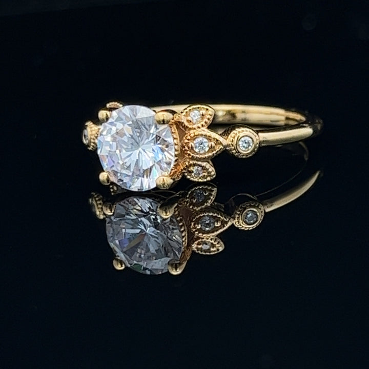 1 ctw diamond engagement ring with floral diamond accents - valentshop.com