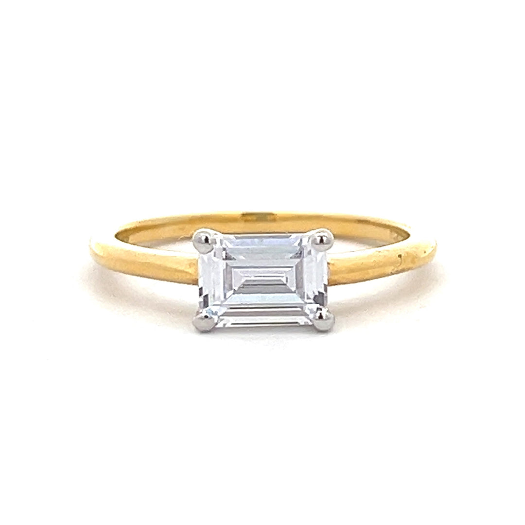 1 ctw east-west emerald-cut diamond engagement ring - valentshop.com