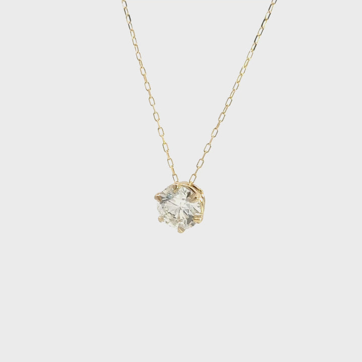 6-Prong Round Diamond Necklace, 1.12 ct, 14K yellow gold