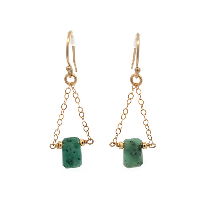 emerald baguette trapeze earrings - Valentshop Jewelry