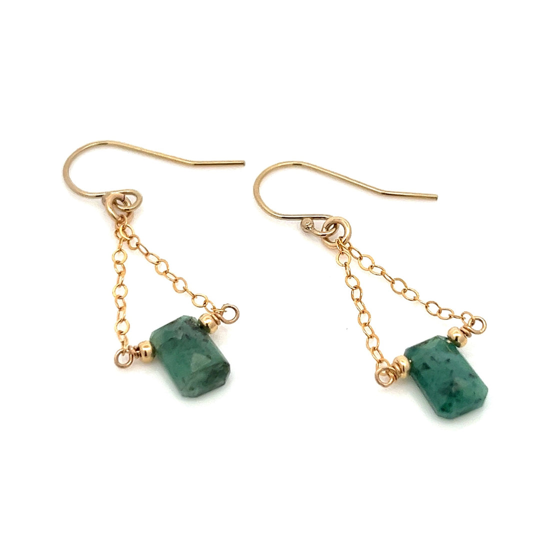 emerald baguette trapeze earrings - Valentshop Jewelry