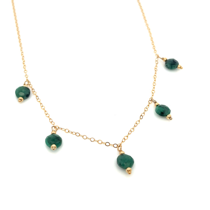 faceted emerald coin charm necklace - Valentshop Jewelry