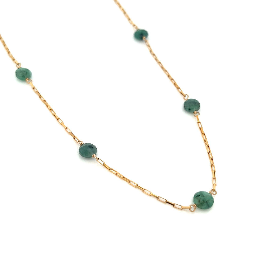 faceted emerald coin five-station necklace - Valentshop Jewelry