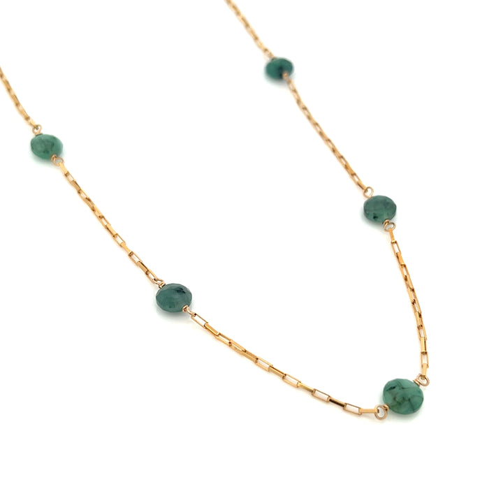 faceted emerald coin five-station necklace - Valentshop Jewelry