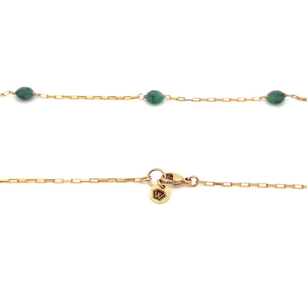 faceted emerald coin five-station necklace - Valentshop Jewelry