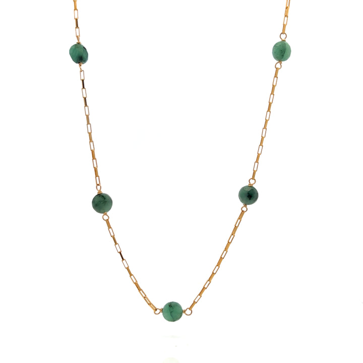 faceted emerald coin five-station necklace - Valentshop Jewelry