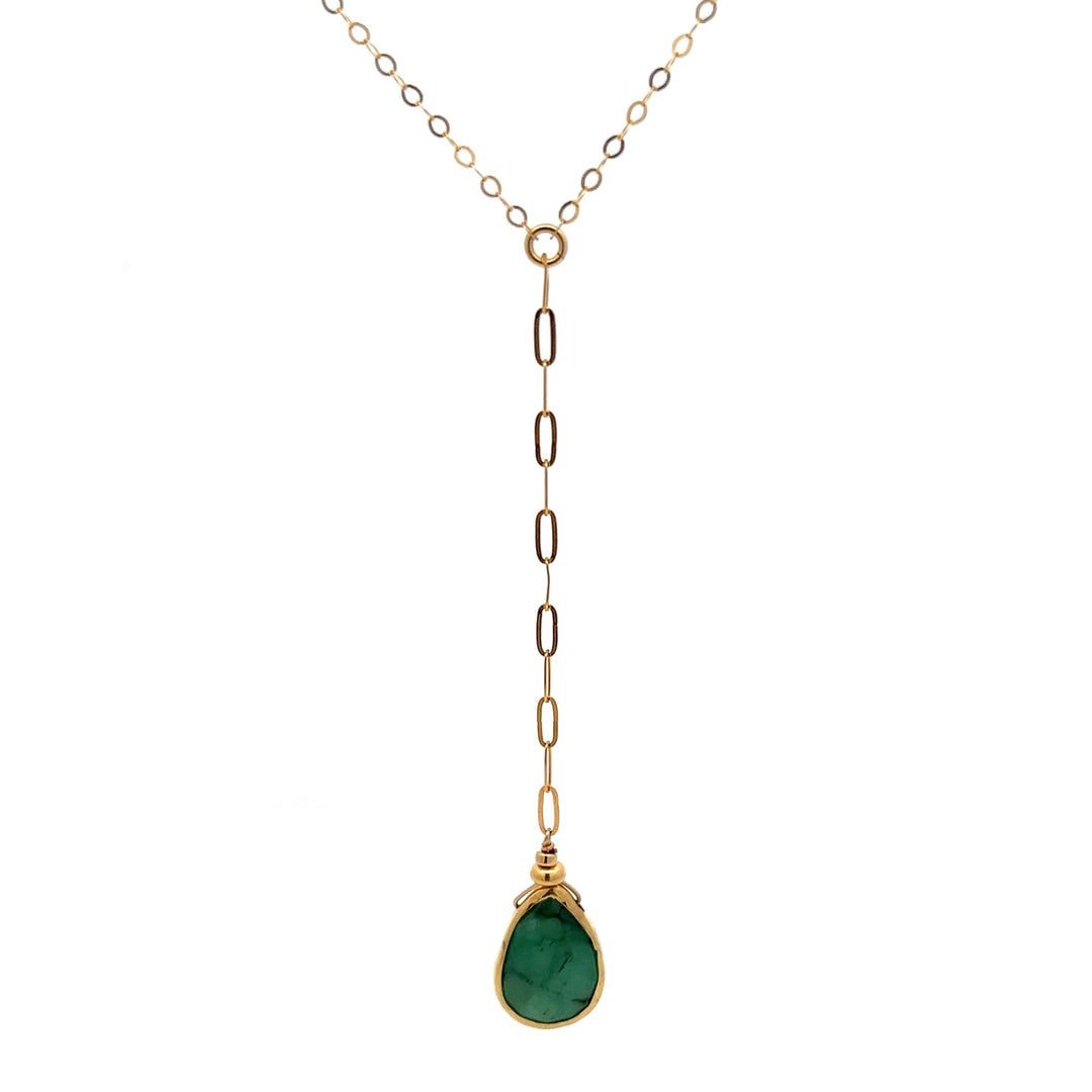 emerald Y-drop lariat necklace - Valentshop Jewelry