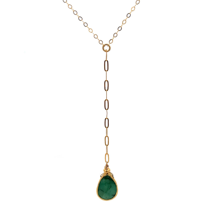 emerald Y-drop lariat necklace - Valentshop Jewelry