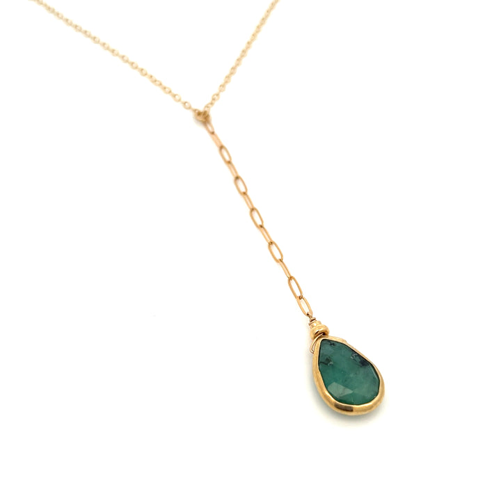 emerald Y-drop lariat necklace - Valentshop Jewelry