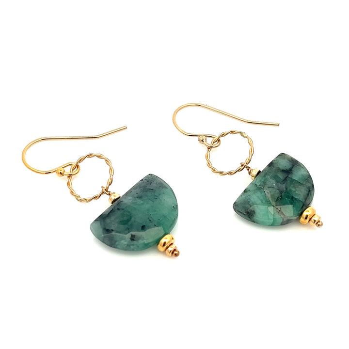 emerald mezzeluna drop earrings - Valentshop Jewelry