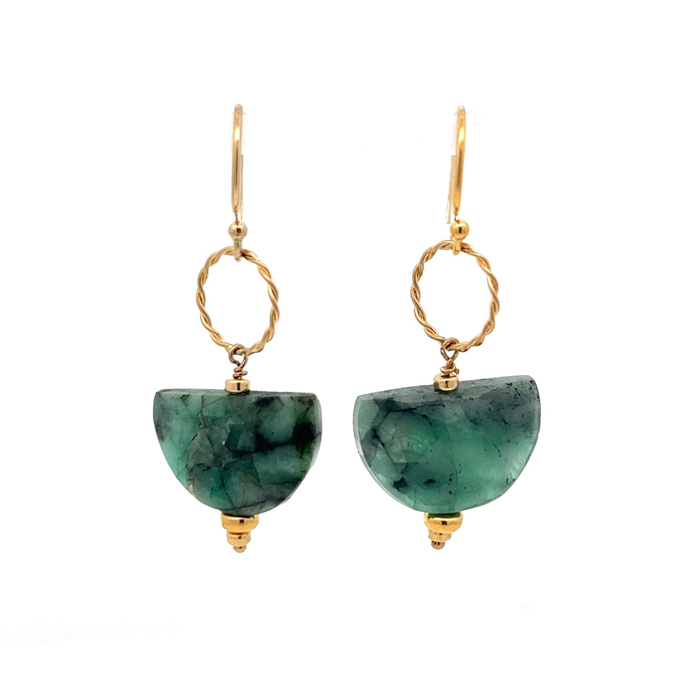 emerald mezzeluna drop earrings - Valentshop Jewelry