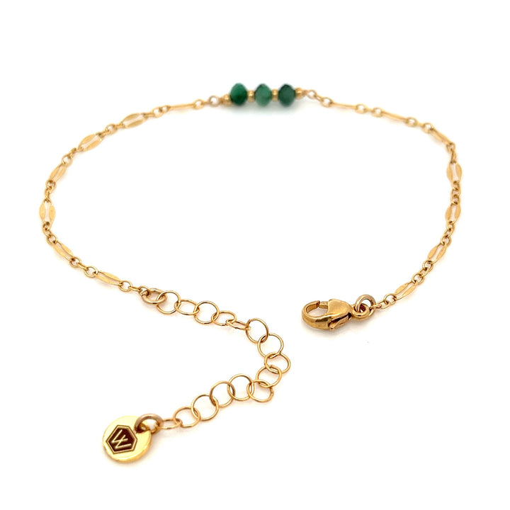 three-stone birthstone shimmer link bracelet - Valentshop Jewelry