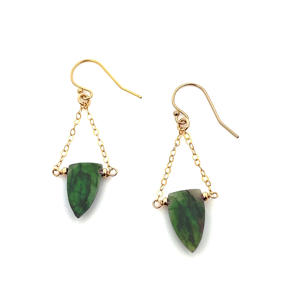 emerald trapeze chain drop earrings - Valentshop Jewelry