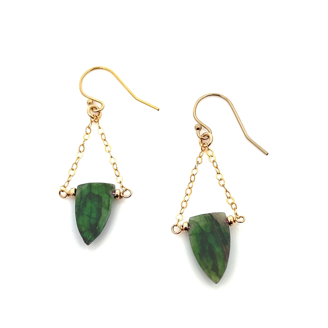 emerald trapeze chain drop earrings - Valentshop Jewelry