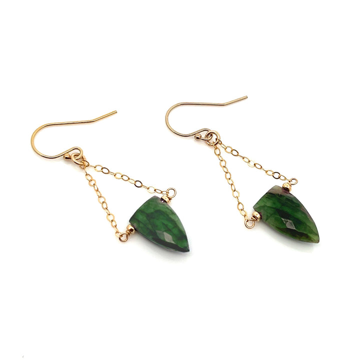 emerald trapeze chain drop earrings - Valentshop Jewelry