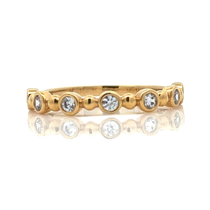 gold balls & bezel diamond band - Valentshop Jewelry