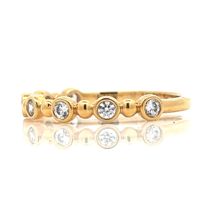 gold balls & bezel diamond band - Valentshop Jewelry