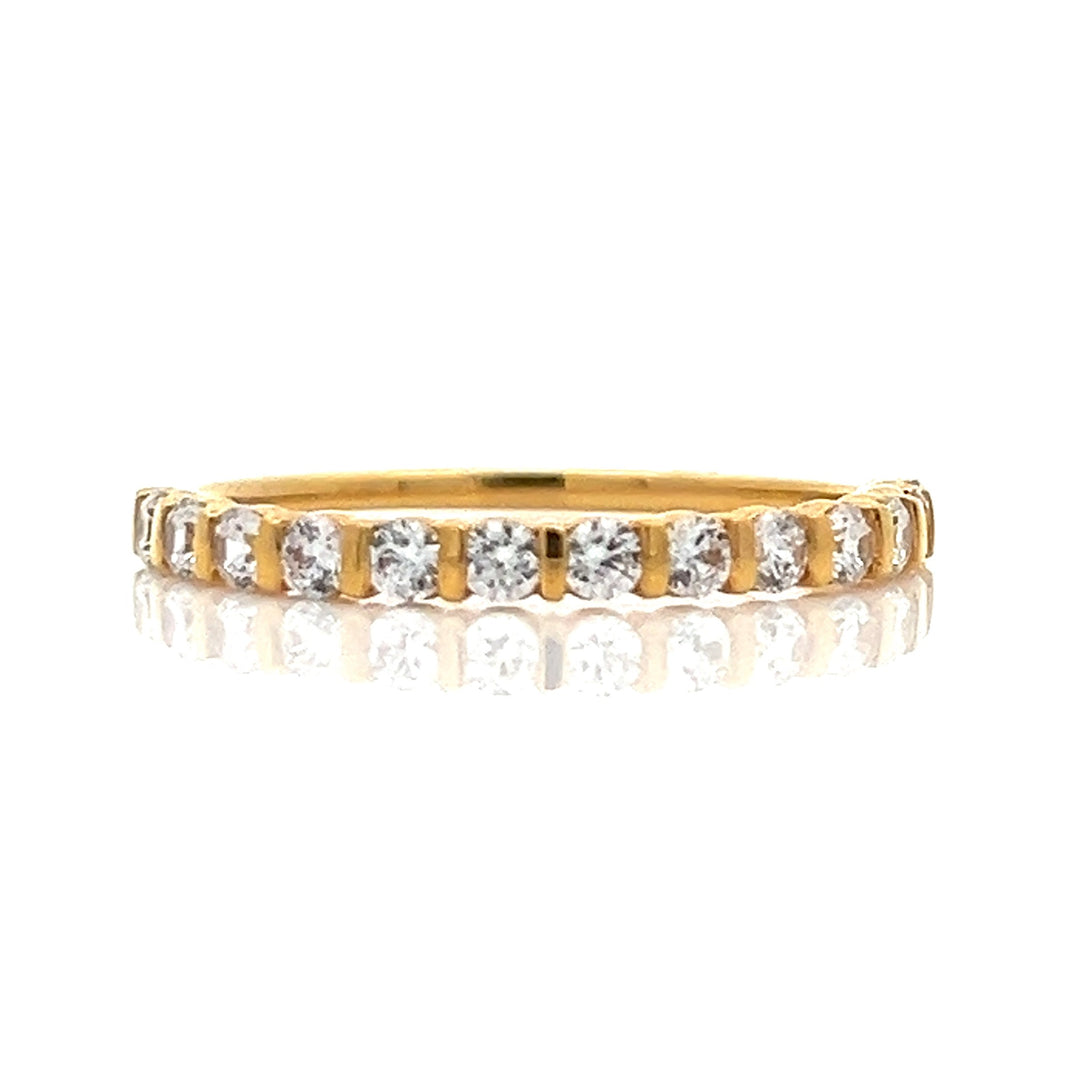 gold bars and round diamond band - Valentshop Jewelry